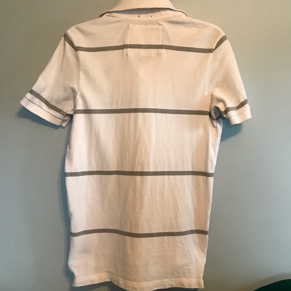 Abercrombie & Fitch white striped polo size S - Picture 3 of 3